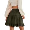imageLYANER Womens Casual High Waist A Line Ruffle Hem Swing Skater Short Mini SkirtArmy Green