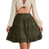 imageLYANER Womens Casual High Waist A Line Ruffle Hem Swing Skater Short Mini SkirtArmy Green