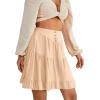 imageLYANER Womens Casual High Waist A Line Ruffle Hem Swing Skater Short Mini SkirtBeige