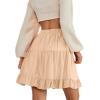 imageLYANER Womens Casual High Waist A Line Ruffle Hem Swing Skater Short Mini SkirtBeige