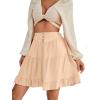 imageLYANER Womens Casual High Waist A Line Ruffle Hem Swing Skater Short Mini SkirtBeige