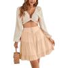 imageLYANER Womens Casual High Waist A Line Ruffle Hem Swing Skater Short Mini SkirtBeige