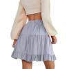imageLYANER Womens Casual High Waist A Line Ruffle Hem Swing Skater Short Mini SkirtBlue