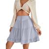 imageLYANER Womens Casual High Waist A Line Ruffle Hem Swing Skater Short Mini SkirtBlue