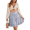 imageLYANER Womens Casual High Waist A Line Ruffle Hem Swing Skater Short Mini SkirtBlue