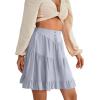 imageLYANER Womens Casual High Waist A Line Ruffle Hem Swing Skater Short Mini SkirtBlue