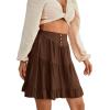 imageLYANER Womens Casual High Waist A Line Ruffle Hem Swing Skater Short Mini SkirtBrown