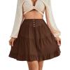 imageLYANER Womens Casual High Waist A Line Ruffle Hem Swing Skater Short Mini SkirtBrown