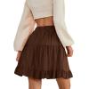imageLYANER Womens Casual High Waist A Line Ruffle Hem Swing Skater Short Mini SkirtBrown