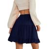 imageLYANER Womens Casual High Waist A Line Ruffle Hem Swing Skater Short Mini SkirtNavy Blue
