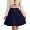 imageLYANER Womens Casual High Waist A Line Ruffle Hem Swing Skater Short Mini SkirtNavy Blue