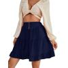 imageLYANER Womens Casual High Waist A Line Ruffle Hem Swing Skater Short Mini SkirtNavy Blue