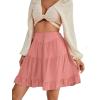imageLYANER Womens Casual High Waist A Line Ruffle Hem Swing Skater Short Mini SkirtPink