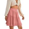 imageLYANER Womens Casual High Waist A Line Ruffle Hem Swing Skater Short Mini SkirtPink