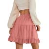 imageLYANER Womens Casual High Waist A Line Ruffle Hem Swing Skater Short Mini SkirtPink