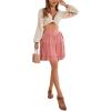 imageLYANER Womens Casual High Waist A Line Ruffle Hem Swing Skater Short Mini SkirtPink
