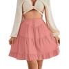 imageLYANER Womens Casual High Waist A Line Ruffle Hem Swing Skater Short Mini SkirtPink