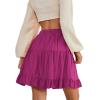 imageLYANER Womens Casual High Waist A Line Ruffle Hem Swing Skater Short Mini SkirtPurplish Red