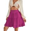 imageLYANER Womens Casual High Waist A Line Ruffle Hem Swing Skater Short Mini SkirtPurplish Red
