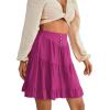 imageLYANER Womens Casual High Waist A Line Ruffle Hem Swing Skater Short Mini SkirtPurplish Red