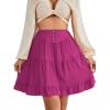imageLYANER Womens Casual High Waist A Line Ruffle Hem Swing Skater Short Mini SkirtPurplish Red