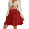 imageLYANER Womens Casual High Waist A Line Ruffle Hem Swing Skater Short Mini SkirtRed
