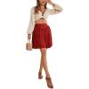 imageLYANER Womens Casual High Waist A Line Ruffle Hem Swing Skater Short Mini SkirtRed