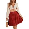 imageLYANER Womens Casual High Waist A Line Ruffle Hem Swing Skater Short Mini SkirtRed
