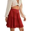 imageLYANER Womens Casual High Waist A Line Ruffle Hem Swing Skater Short Mini SkirtRed