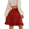 imageLYANER Womens Casual High Waist A Line Ruffle Hem Swing Skater Short Mini SkirtRed
