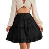 imageLYANER Womens Casual High Waist A Line Ruffle Hem Swing Skater Short Mini SkirtSolid Black