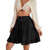 imageLYANER Womens Casual High Waist A Line Ruffle Hem Swing Skater Short Mini SkirtSolid Black