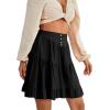 imageLYANER Womens Casual High Waist A Line Ruffle Hem Swing Skater Short Mini SkirtSolid Black