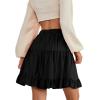 imageLYANER Womens Casual High Waist A Line Ruffle Hem Swing Skater Short Mini SkirtSolid Black