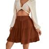 imageLYANER Womens Casual High Waist A Line Ruffle Hem Swing Skater Short Mini SkirtSolid Burnt Orange