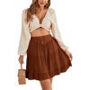 imageLYANER Womens Casual High Waist A Line Ruffle Hem Swing Skater Short Mini SkirtSolid Burnt Orange