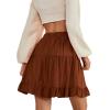 imageLYANER Womens Casual High Waist A Line Ruffle Hem Swing Skater Short Mini SkirtSolid Burnt Orange