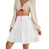 imageLYANER Womens Casual High Waist A Line Ruffle Hem Swing Skater Short Mini SkirtWhite