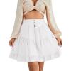 imageLYANER Womens Casual High Waist A Line Ruffle Hem Swing Skater Short Mini SkirtWhite