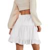 imageLYANER Womens Casual High Waist A Line Ruffle Hem Swing Skater Short Mini SkirtWhite
