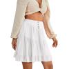 imageLYANER Womens Casual High Waist A Line Ruffle Hem Swing Skater Short Mini SkirtWhite