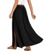 imageLYANER Womens Casual Tie Waist Button Front Split Skirts High Waist Swing Flowy Maxi SkirtBlack