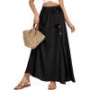 imageLYANER Womens Casual Tie Waist Button Front Split Skirts High Waist Swing Flowy Maxi SkirtBlack