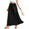 imageLYANER Womens Casual Tie Waist Button Front Split Skirts High Waist Swing Flowy Maxi SkirtBlack