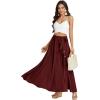 imageLYANER Womens Casual Tie Waist Button Front Split Skirts High Waist Swing Flowy Maxi SkirtBurgundy