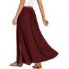 imageLYANER Womens Casual Tie Waist Button Front Split Skirts High Waist Swing Flowy Maxi SkirtBurgundy
