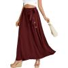 imageLYANER Womens Casual Tie Waist Button Front Split Skirts High Waist Swing Flowy Maxi SkirtBurgundy