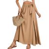imageLYANER Womens Casual Tie Waist Button Front Split Skirts High Waist Swing Flowy Maxi SkirtKhaki