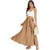 imageLYANER Womens Casual Tie Waist Button Front Split Skirts High Waist Swing Flowy Maxi SkirtKhaki