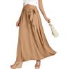imageLYANER Womens Casual Tie Waist Button Front Split Skirts High Waist Swing Flowy Maxi SkirtKhaki